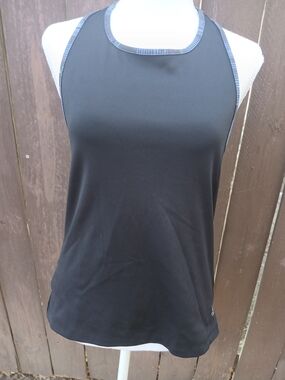 Black High-Neck Racerback Tank Top - Performance Stretch